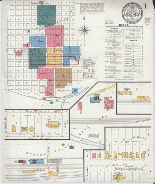 Spring Valley Illinois 1906 - Fire Insurance Index - Old Map Reprint