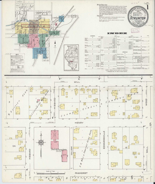Staunton Illinois 1913 - Fire Insurance Index - Old Map Reprint