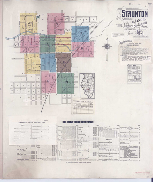 Staunton Illinois 1948 - Fire Insurance Index - Old Map Reprint