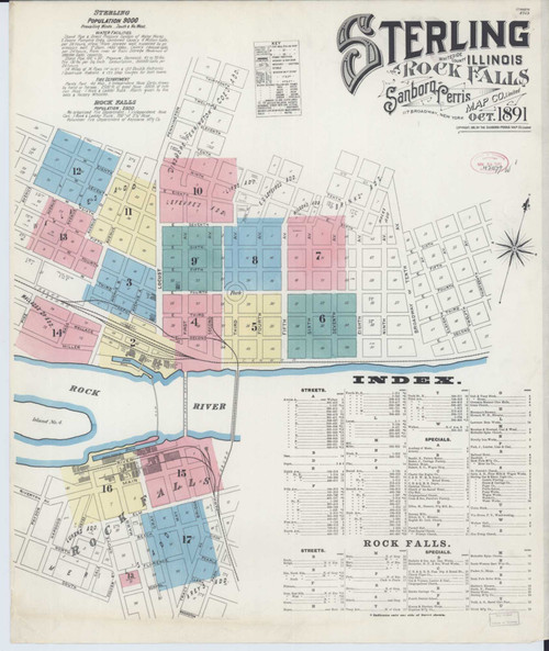 Sterling Illinois 1891 - Fire Insurance Index - Old Map Reprint