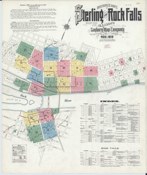 Sterling Illinois 1910 - Fire Insurance Index - Old Map Reprint