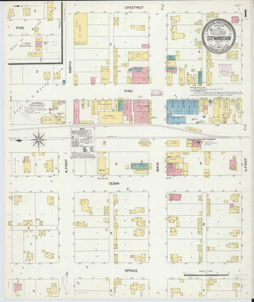 Stewardson Illinois 1907 - Fire Insurance Index - Old Map Reprint