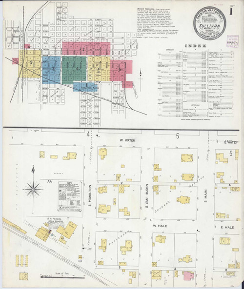 Sullivan Illinois 1907 - Fire Insurance Index - Old Map Reprint