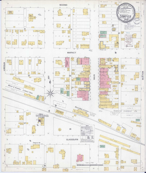 Tampico Illinois 1900 - Fire Insurance Index - Old Map Reprint