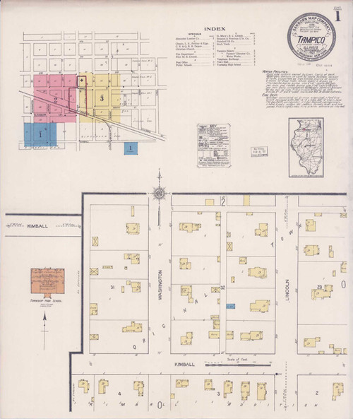 Tampico Illinois 1921 - Fire Insurance Index - Old Map Reprint