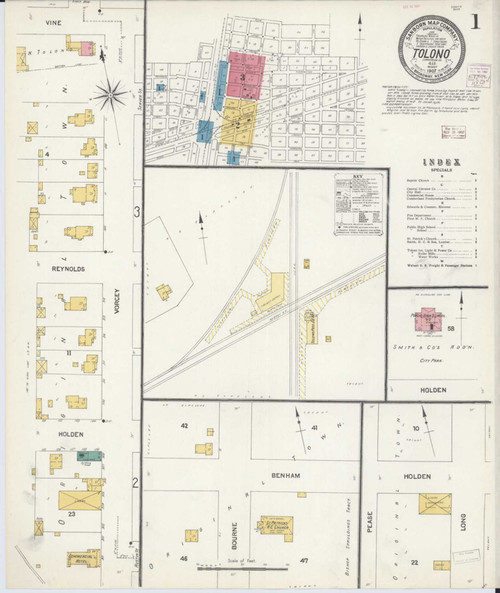 Tolono Illinois 1907 - Fire Insurance Index - Old Map Reprint