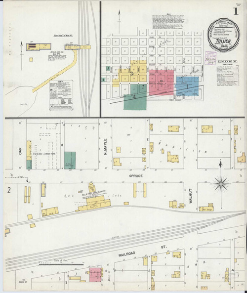 Toluca Illinois 1901 - Fire Insurance Index - Old Map Reprint