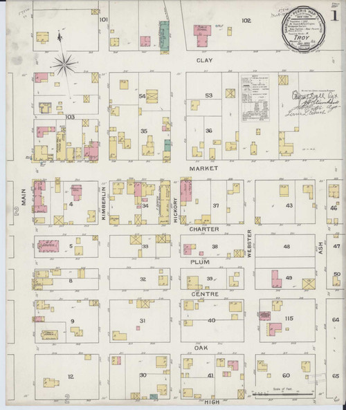 Troy Illinois 1893 - Fire Insurance Index - Old Map Reprint