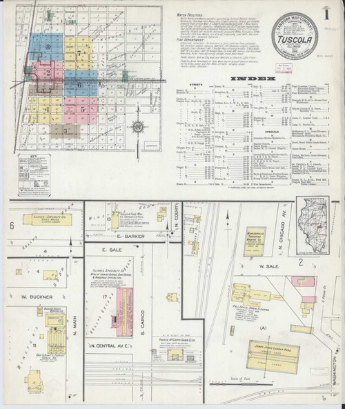 Tuscola Illinois 1914 - Fire Insurance Index - Old Map Reprint