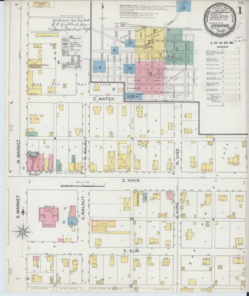 Urbana Illinois 1892 - Fire Insurance Index - Old Map Reprint