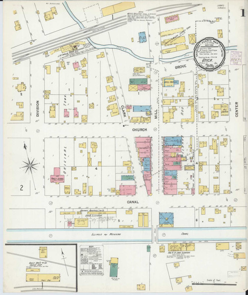 Utica Illinois 1901 - Fire Insurance Index - Old Map Reprint
