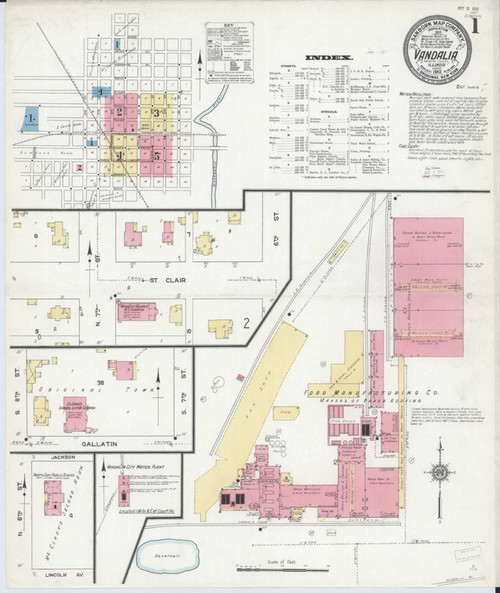Vandalia Illinois 1912 - Fire Insurance Index - Old Map Reprint