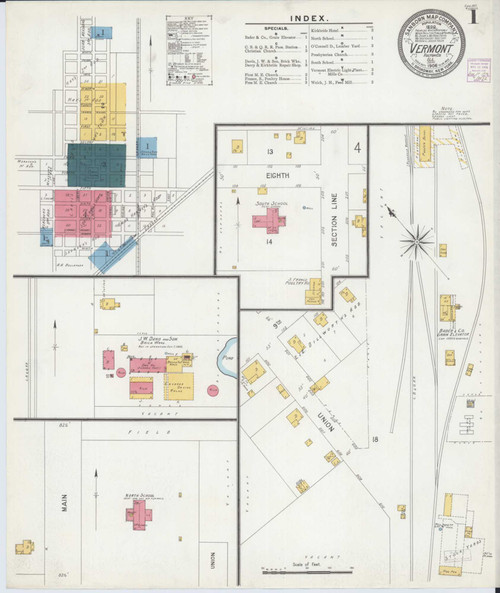 Vermont Illinois 1906 - Fire Insurance Index - Old Map Reprint