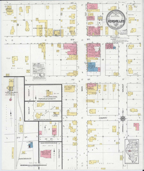 Versailles Illinois 1919 - Fire Insurance Index - Old Map Reprint
