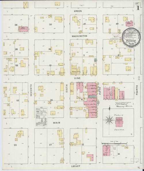 Vienna Illinois 1894 - Fire Insurance Index - Old Map Reprint
