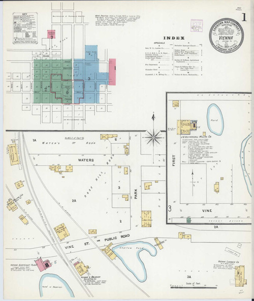 Vienna Illinois 1907 - Fire Insurance Index - Old Map Reprint