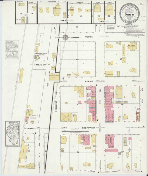 Viola Illinois 1917 - Fire Insurance Index - Old Map Reprint