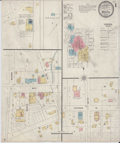 Warren Illinois 1898 - Fire Insurance Index - Old Map Reprint