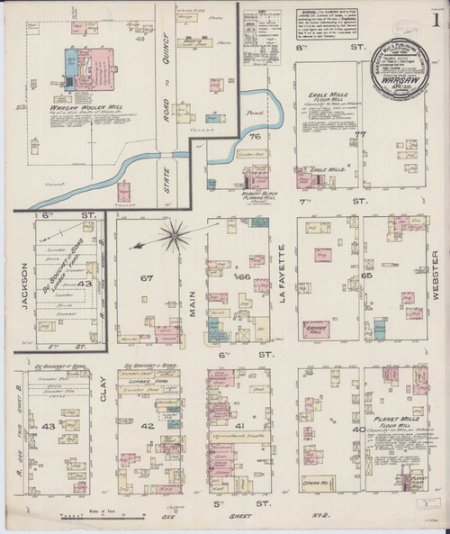 Warsaw Illinois 1885 - Fire Insurance Index - Old Map Reprint