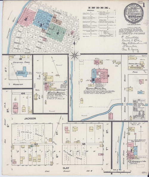 Warsaw Illinois 1890 - Fire Insurance Index - Old Map Reprint