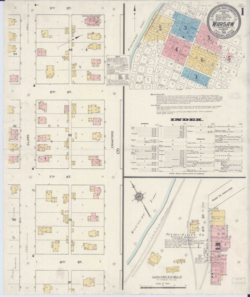 Warsaw Illinois 1912 - Fire Insurance Index - Old Map Reprint