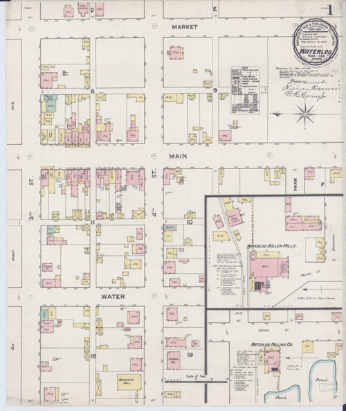 Waterloo Illinois 1888 - Fire Insurance Index - Old Map Reprint