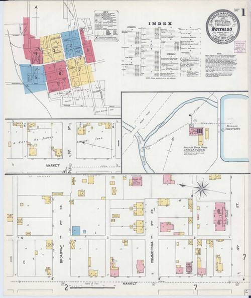 Waterloo Illinois 1906 - Fire Insurance Index - Old Map Reprint