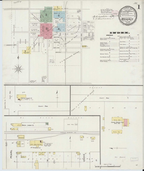 Waverly Illinois 1894 - Fire Insurance Index - Old Map Reprint
