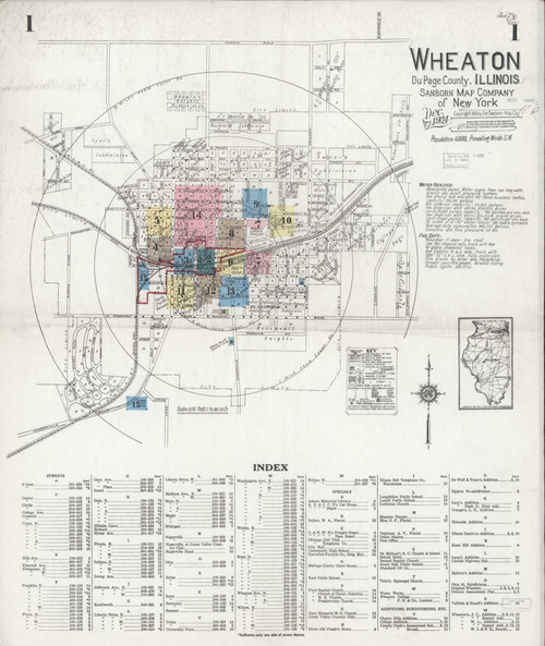 Wheaton Illinois 1924 - Fire Insurance Index - Old Map Reprint
