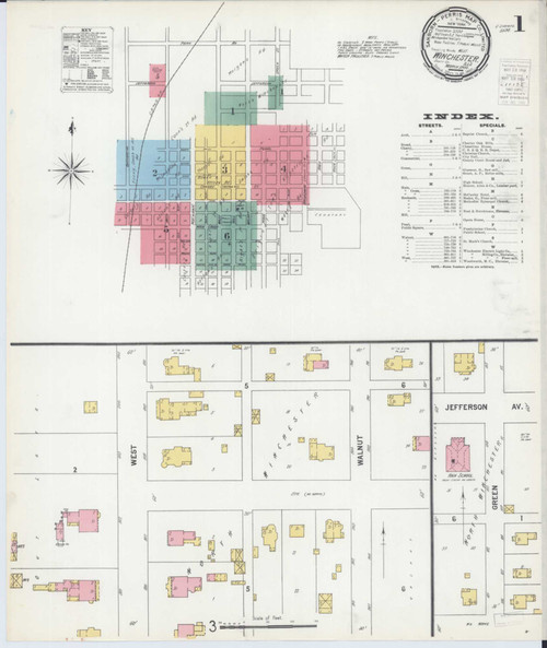 Winchester Illinois 1900 - Fire Insurance Index - Old Map Reprint