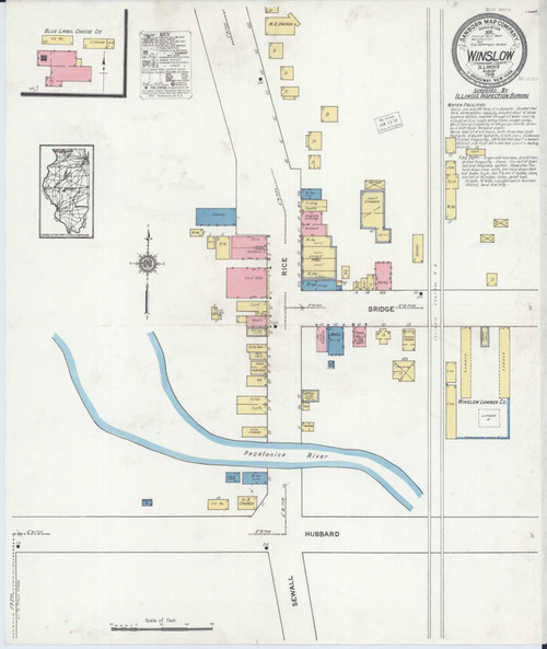 Winslow Illinois 1919 - Fire Insurance Index - Old Map Reprint