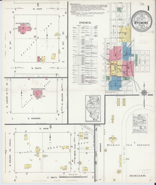 Wyoming Illinois 1913 - Fire Insurance Index - Old Map Reprint