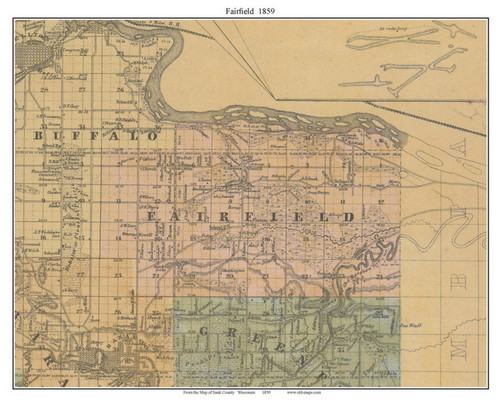 Fairfield, Wisconsin 1859 Old Town Map Custom Print - Sauk Co.