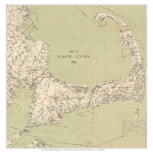 Cape Cod 1892 Walker (Cape Only) - Old Map Custom Print CC-All