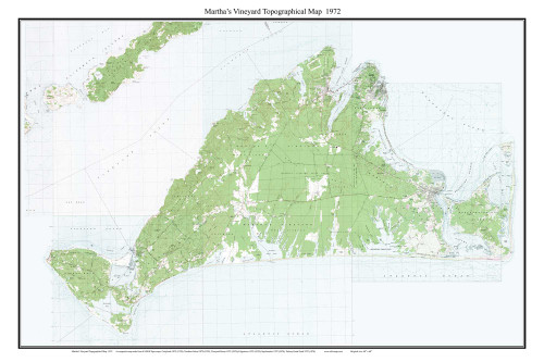 Martha's Vineyard 1972 - Custom USGS Old Topo Map - Massachusetts