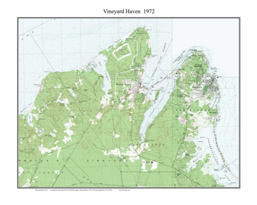 Vineyard Haven (Tisbury and Oak Bluffs) 1972 - Custom USGS Old Topo Map - Massachusetts