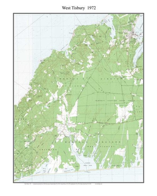 West Tisbury 1972 - Custom USGS Old Topo Map - Massachusetts