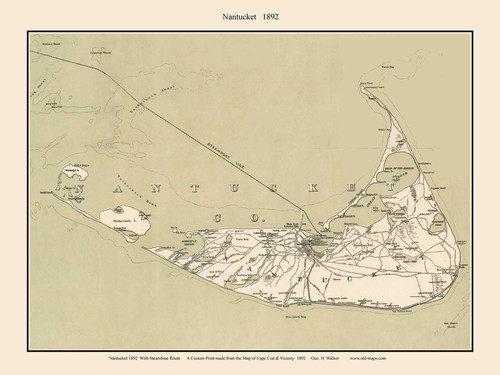 Nantucket 1892 Geo. H. Walker & Co. - Old Map Custom Print 1-Town