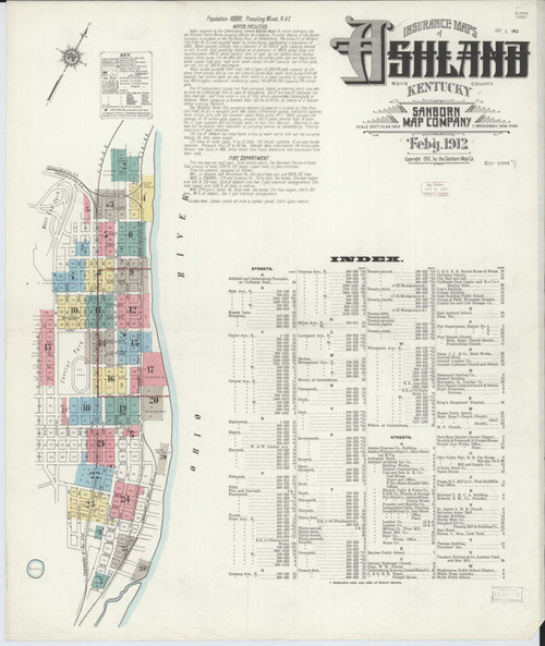 Ashland Kentucky 1912 - Fire Insurance Index - Old Map Reprint