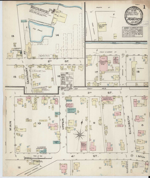 Augusta Kentucky 1884 - Fire Insurance Index - Old Map Reprint