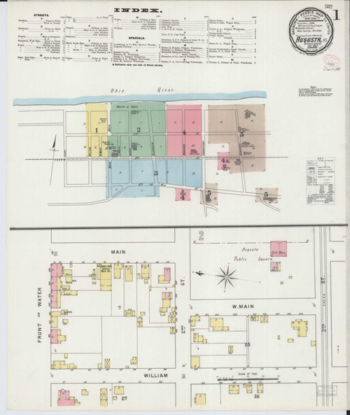 Augusta Kentucky 1895 - Fire Insurance Index - Old Map Reprint