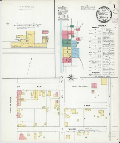 Augusta Kentucky 1901 - Fire Insurance Index - Old Map Reprint