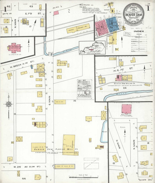 Beaver Dam Kentucky 1923 - Fire Insurance Index - Old Map Reprint