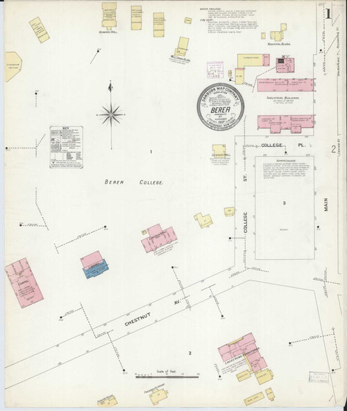 Berea Kentucky 1907 - Fire Insurance Index - Old Map Reprint