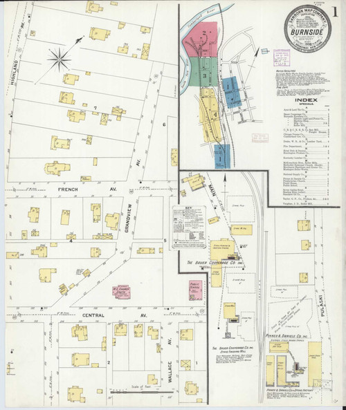Burnside Kentucky 1908 - Fire Insurance Index - Old Map Reprint