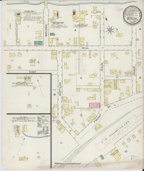 Butler Kentucky 1886 - Fire Insurance Index - Old Map Reprint
