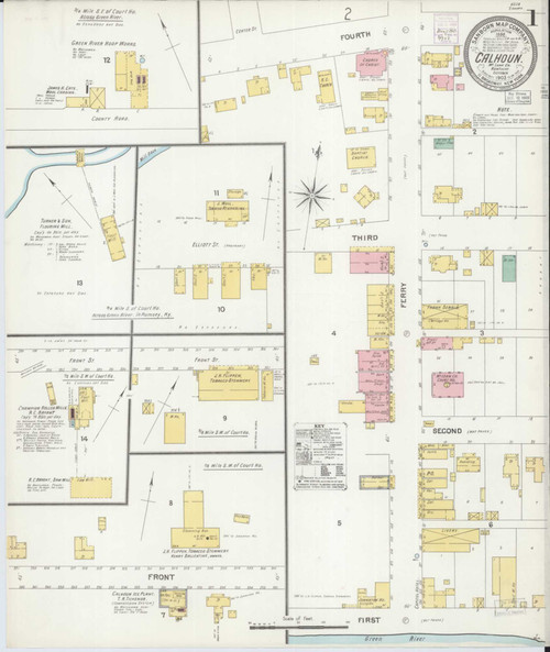 Calhoun Kentucky 1903 - Fire Insurance Index - Old Map Reprint