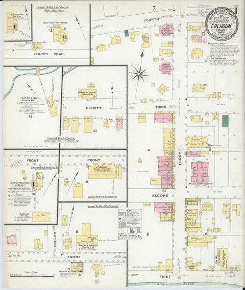 Calhoun Kentucky 1909 - Fire Insurance Index - Old Map Reprint