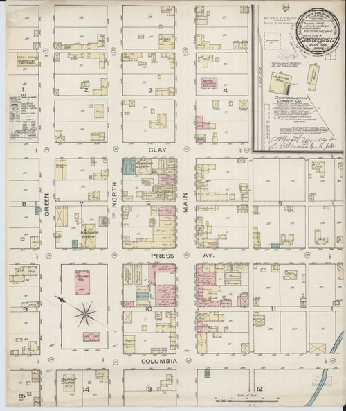 Campbellsville Kentucky 1886 - Fire Insurance Index - Old Map Reprint