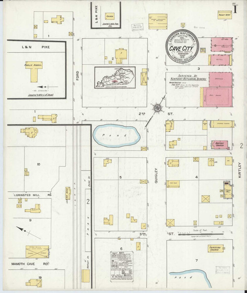 Cave City Kentucky 1919 - Fire Insurance Index - Old Map Reprint